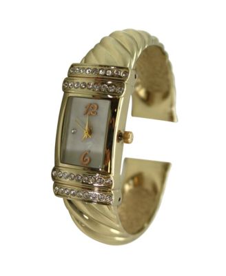 Gold Square and Thin Face Bangle Women Watch
