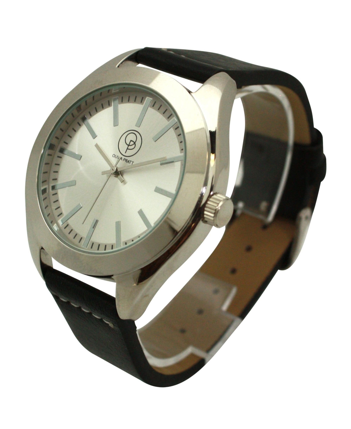 Olivia Pratt Silver Minimalist Faux Leather Band Women Watch