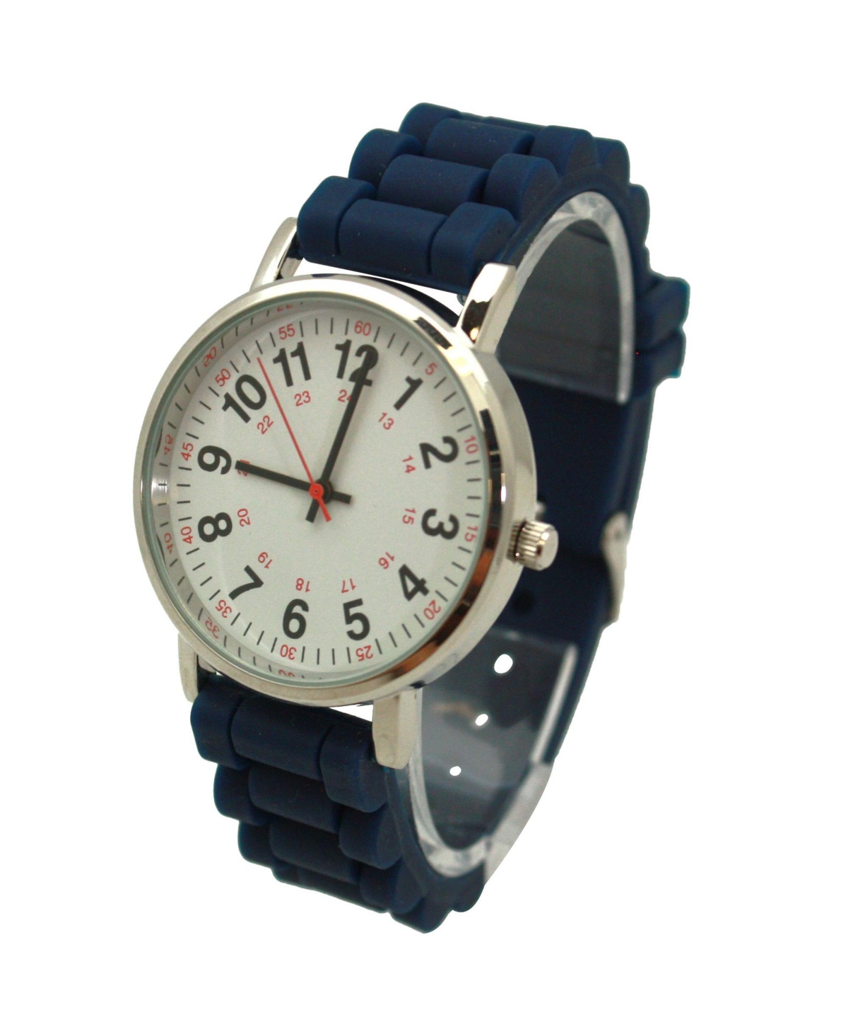 Olivia Pratt Navy Solid Silicone Bold Numbers Women Watch