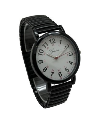 Black Bold Numbers and Casual Stretch Band Women Watch