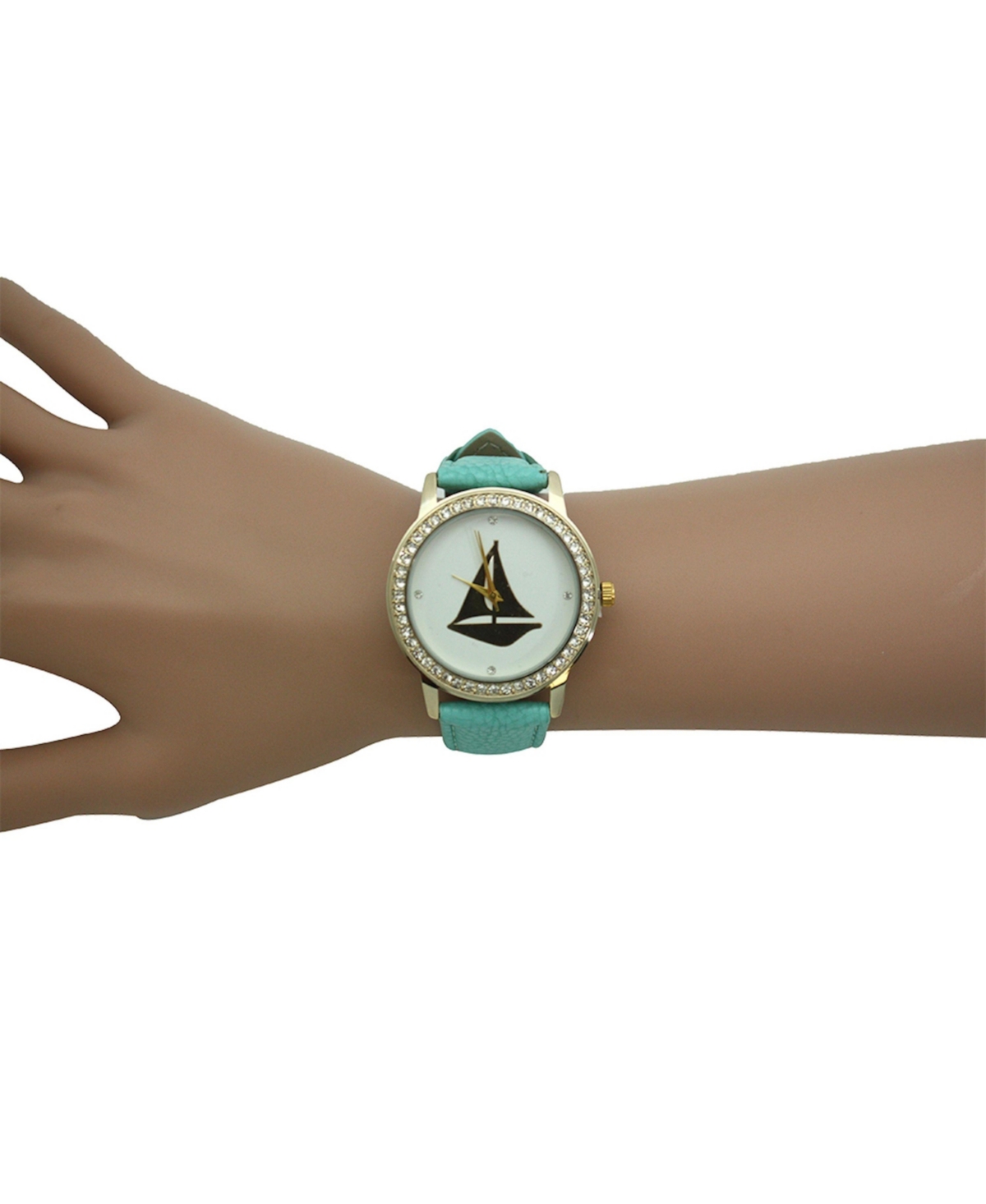 Olivia Pratt Mint Classic Style Sailboat Leather Strap Watch