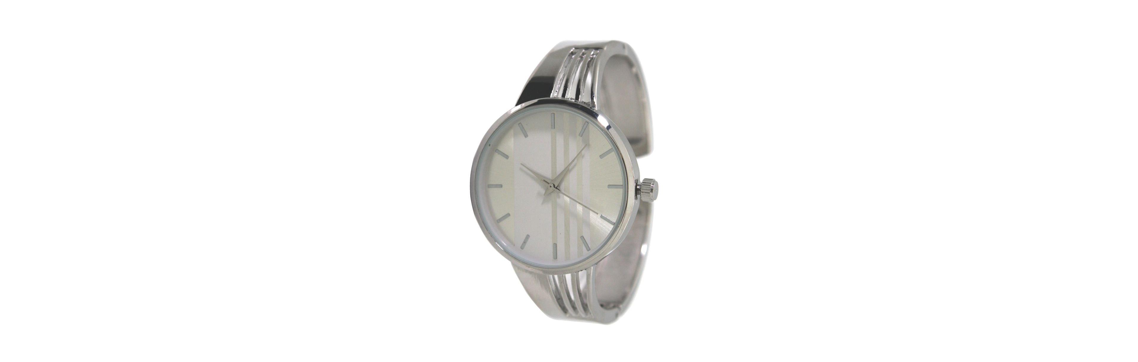 Olivia Pratt Silver Modern Stripped Design Bangle Watch