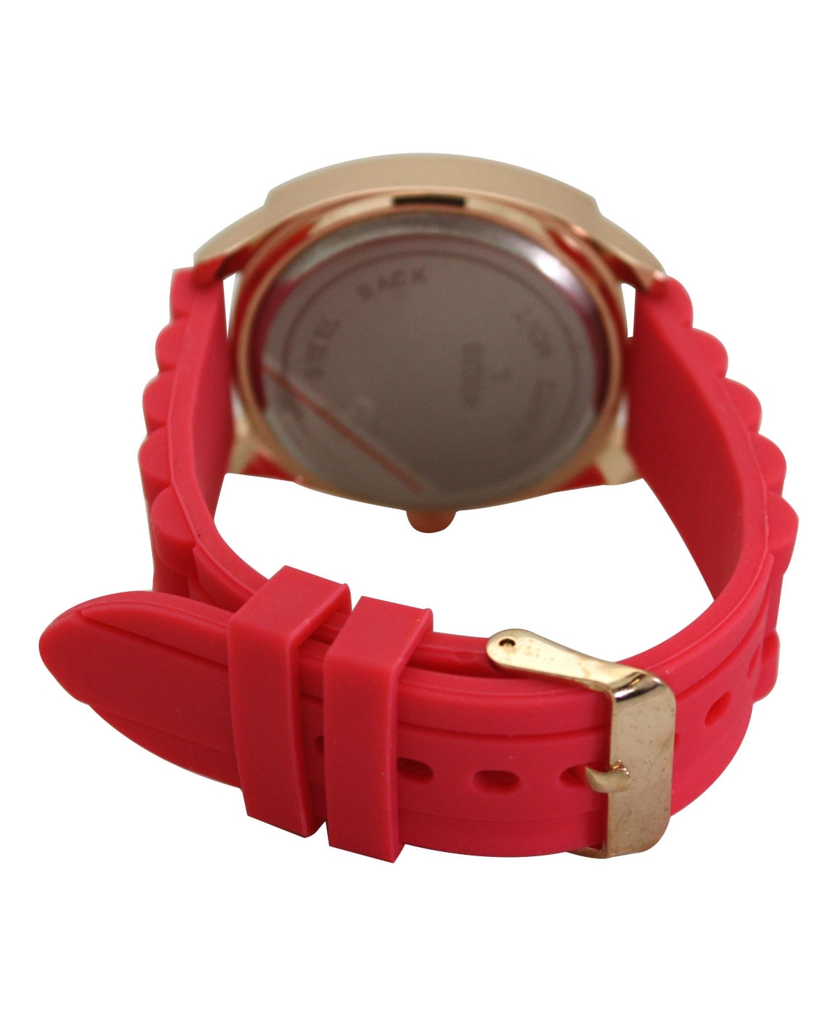 Hot Pink Rosegold and Rhinestone Silicone Strap Watch