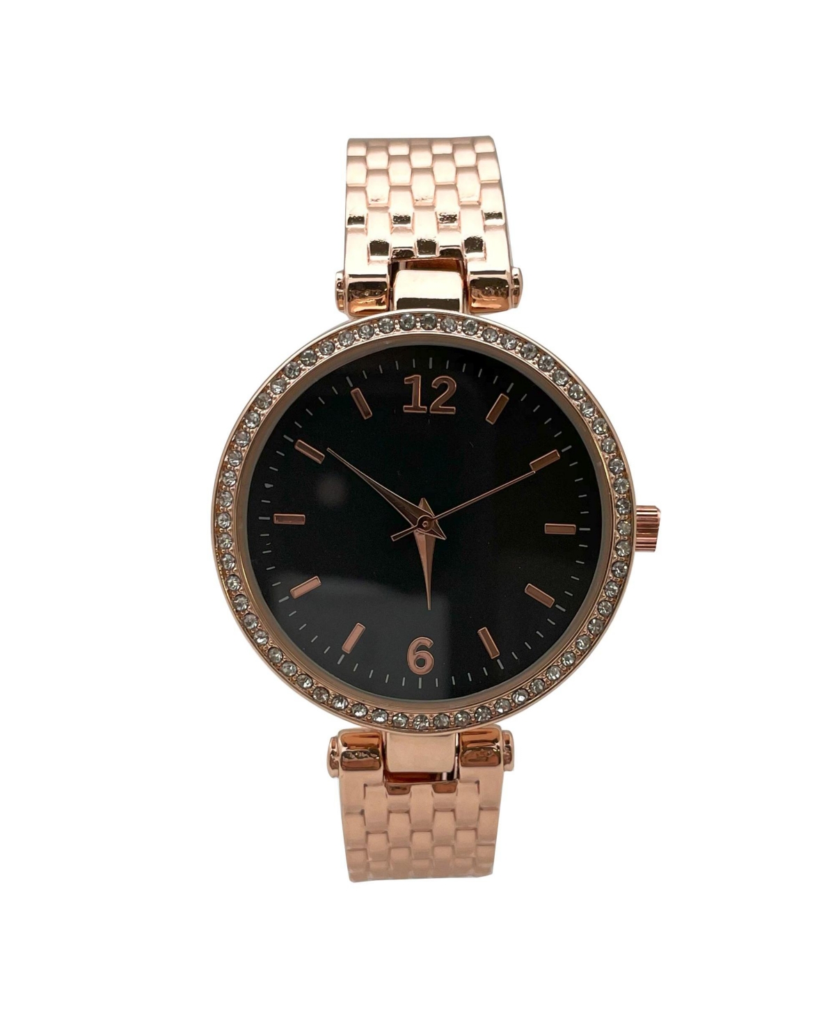 Olivia Pratt Rose Gold Round Face with Rhinestones Bangle Women Watch