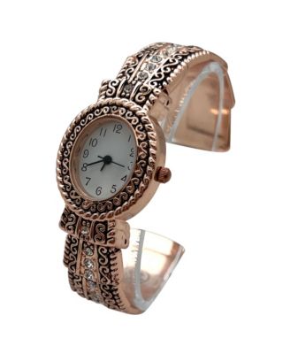 Rose Gold New Elegant Textured Bangle Women Watch