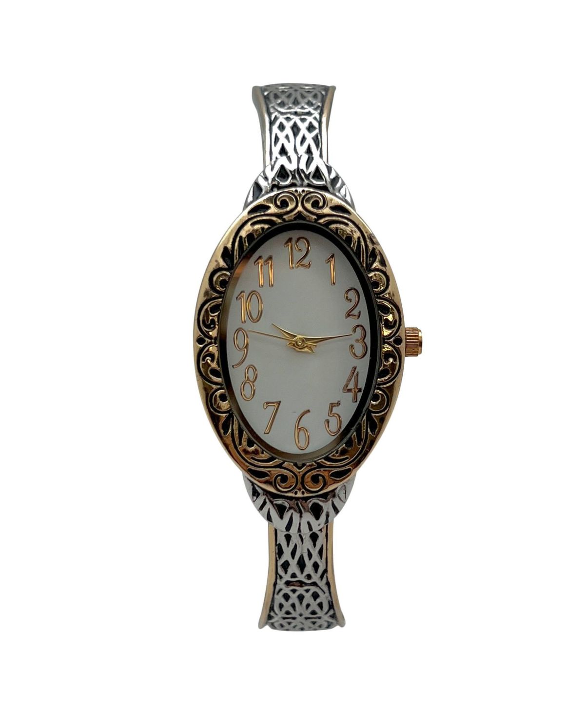 Двухцветный овальный циферблат, элегантные женские часы с текстурированным браслетом