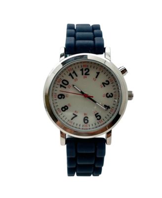 Navy Luminous Dial Easy Read Medical Professionals Silicone Band Women Watch