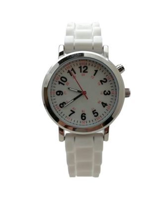 White Luminous Dial Easy Read Medical Professionals Silicone Band Women Watch