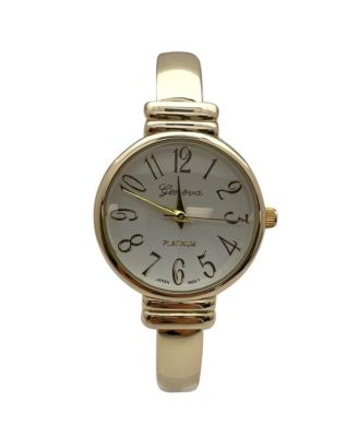 Metallic Everyday Minimalist Bangle Women Watch, Gold