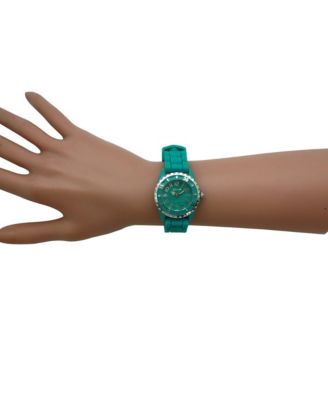 Teal Solid Color Silicone Strap Casual Women Watch