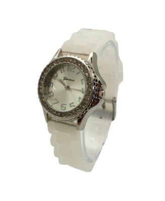 Clear Every Day Thin Band Silicone and Rhinestones Colorful Women Watch