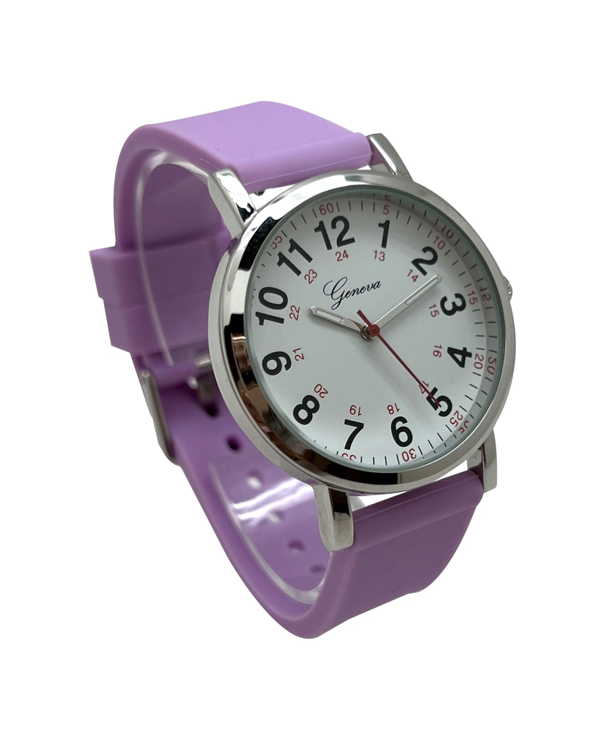 Olivia Pratt Lavender Bold Numbers and Casual Silicone Band Women Watch