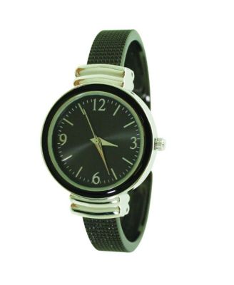 Black Silver Olivia Pratt Every Day Textured Metal Bangle Watch