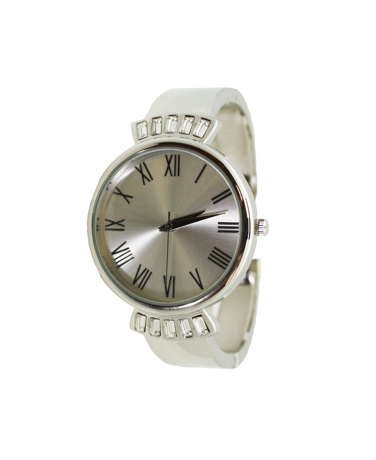 Olivia Pratt Elegant Emerald Rhinestone Solid Metal Bangle Watch