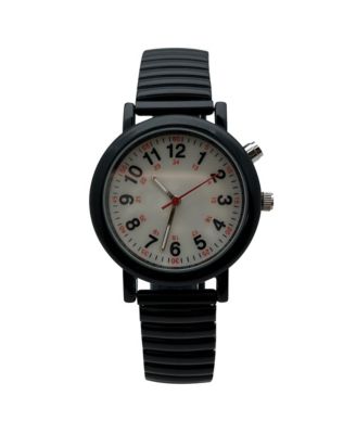 Black Stretch Band Easy Read Nurse Watch with Second Hand Women Watch