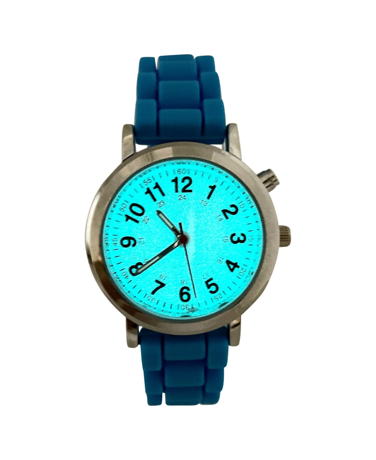 Olivia Pratt Turquoise Luminous Dial Easy Read Medical Professionals Silicone Band Women Watch