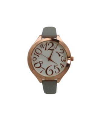 Grey Rose Artistic Numeral Leather Strap Watch