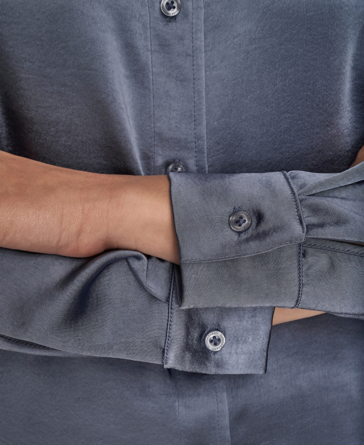 Donna Karan Weekend Women's Woven Button-down Shirt In Blue