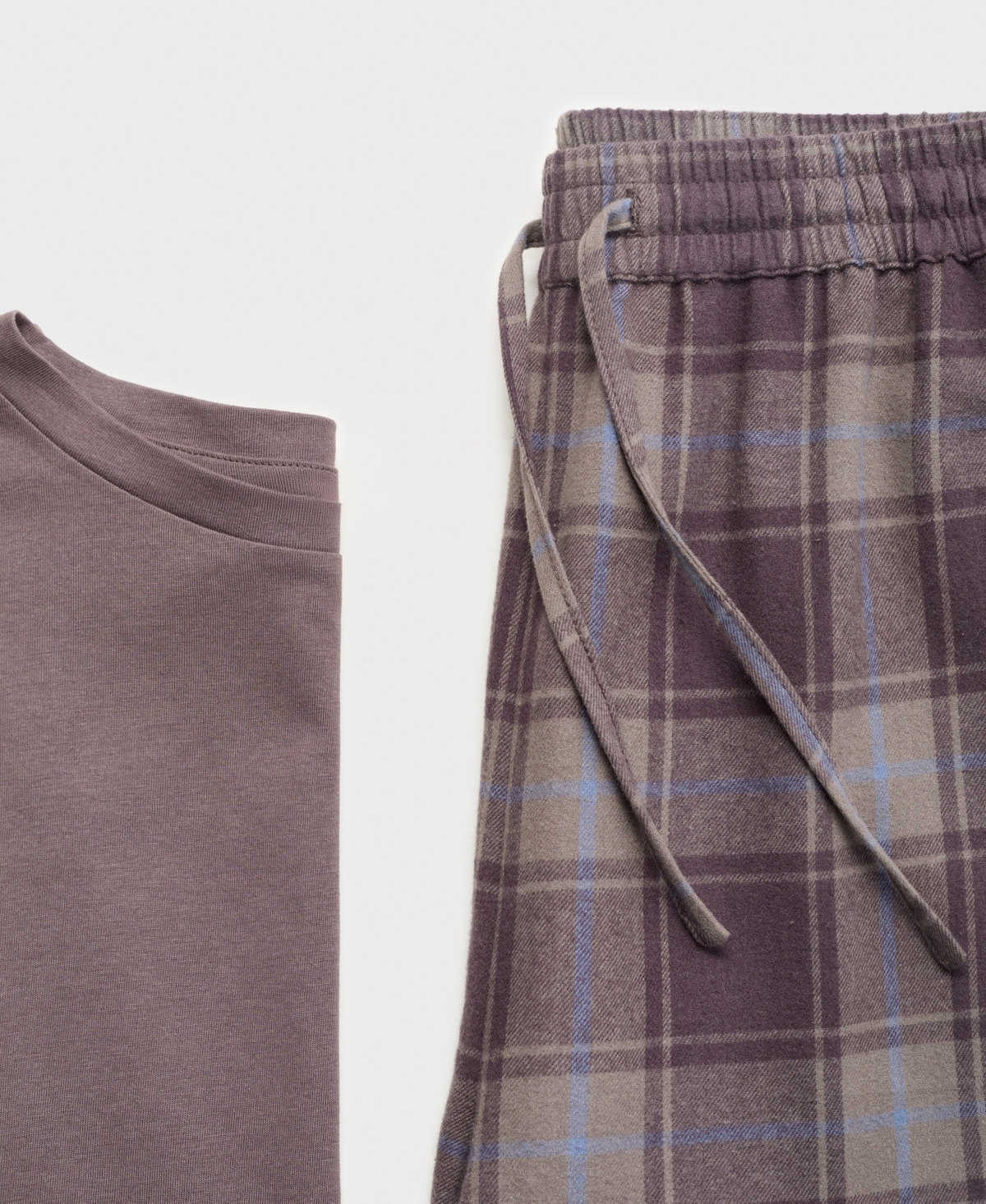 Mango Check Cotton Flannel Pajamas In Blue