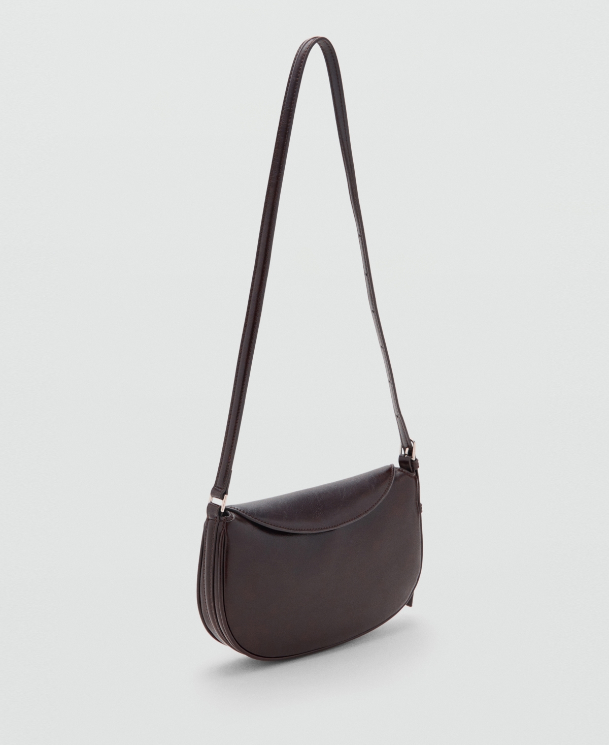 Mango Oval Flap Faux Leather Crossbody Bag In Brown