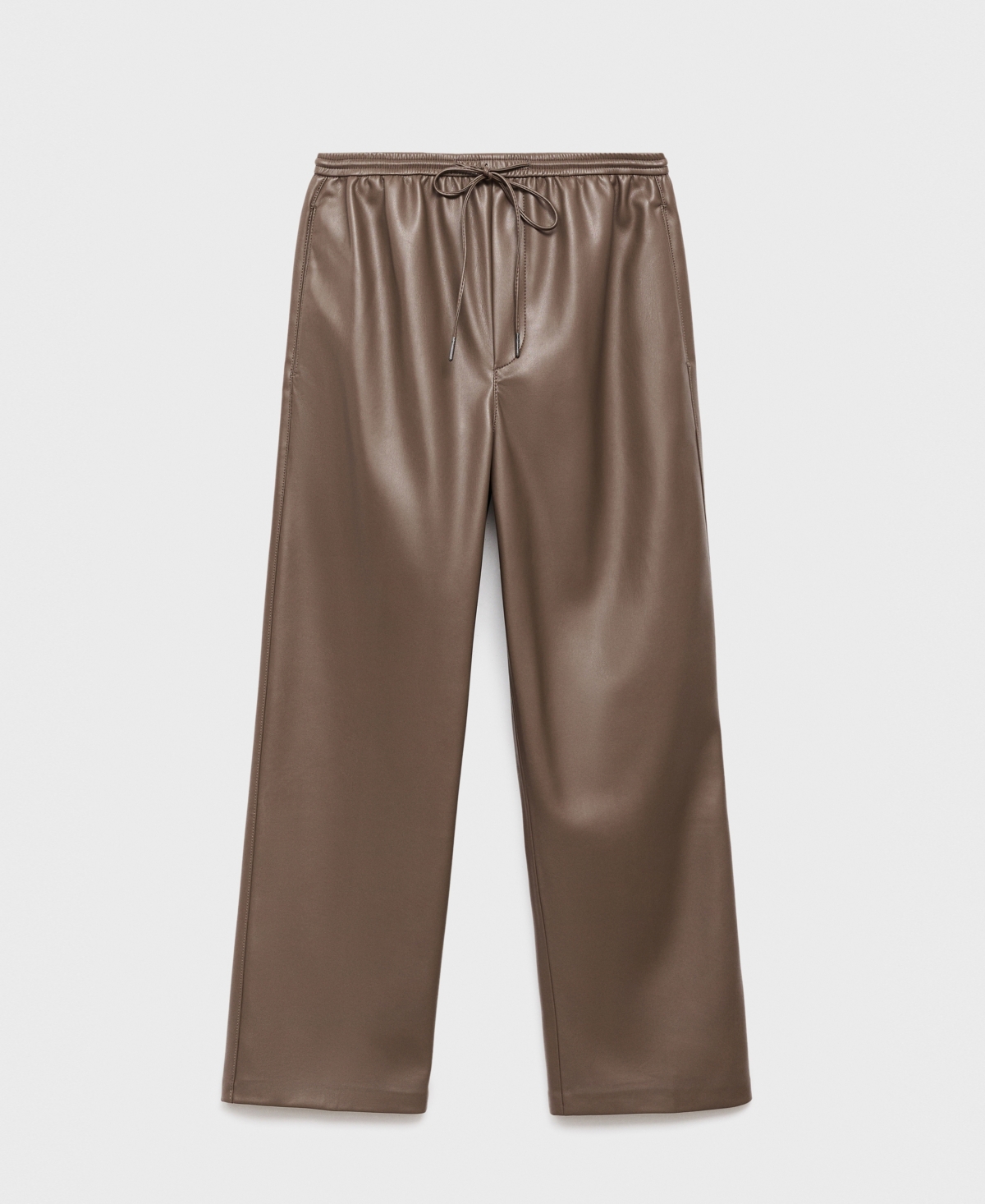 Mango Faux Leather Drawstring Pants In Brown