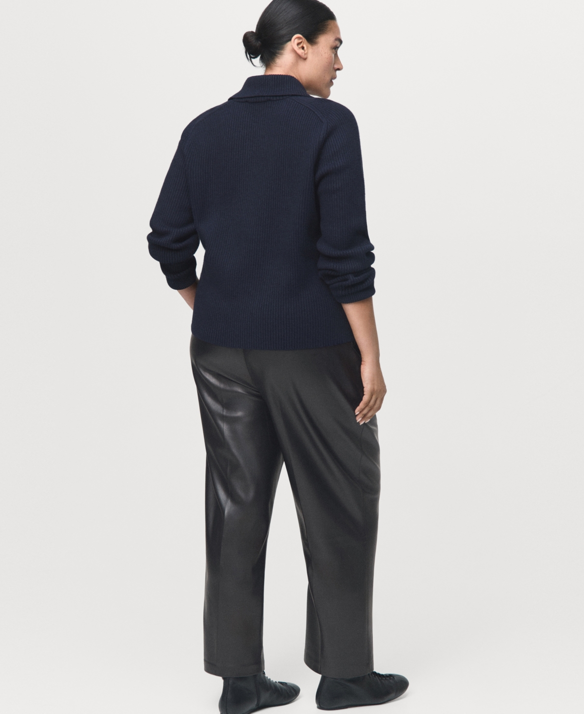 Mango Faux Leather Drawstring Pants In Black