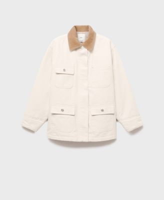 Women's Corduroy Collar Denim Parka Blazer