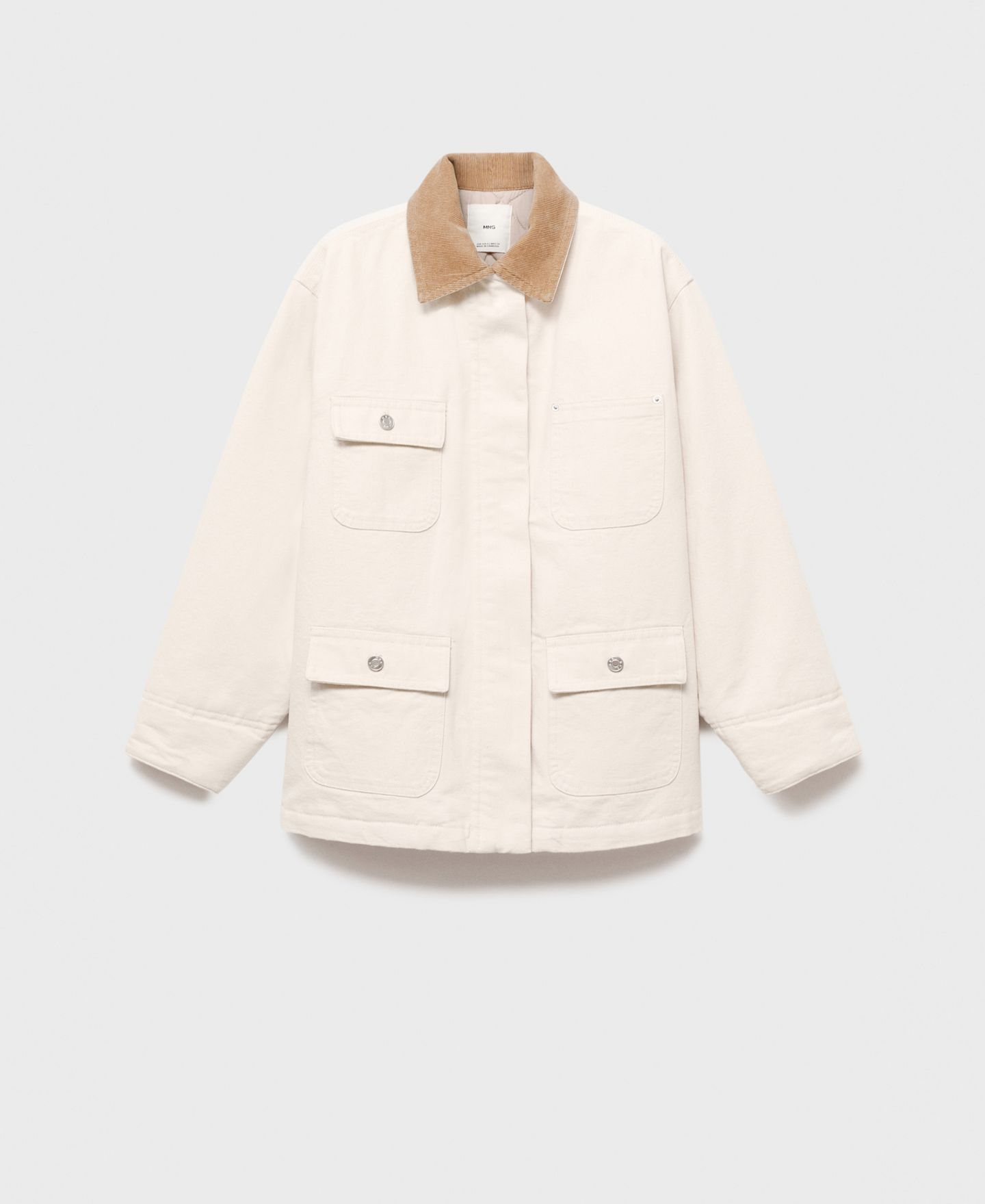 Женская куртка MANGO Corduroy Collar Denim Parka Blazer, цвет: Экрю — фото 5