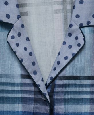 Women's Piping Detail Printed Pajama Shirt