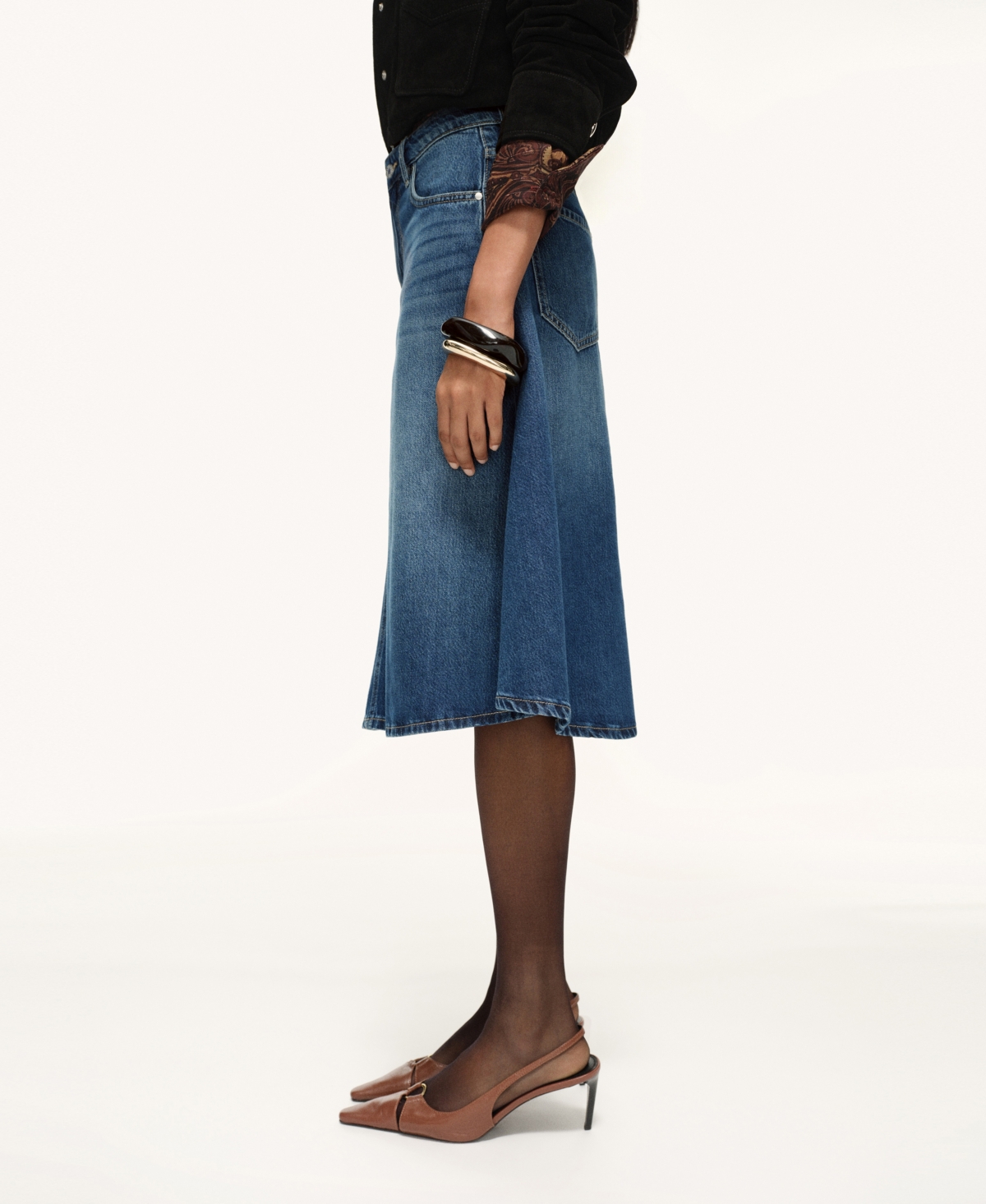 Mango Women's Midi Denim Skirt In Blue