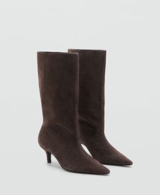 MANGO - Women's Kitten Heel Suede Ankle Boots