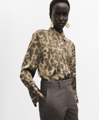 MANGO - Women's Satin Print Shirt