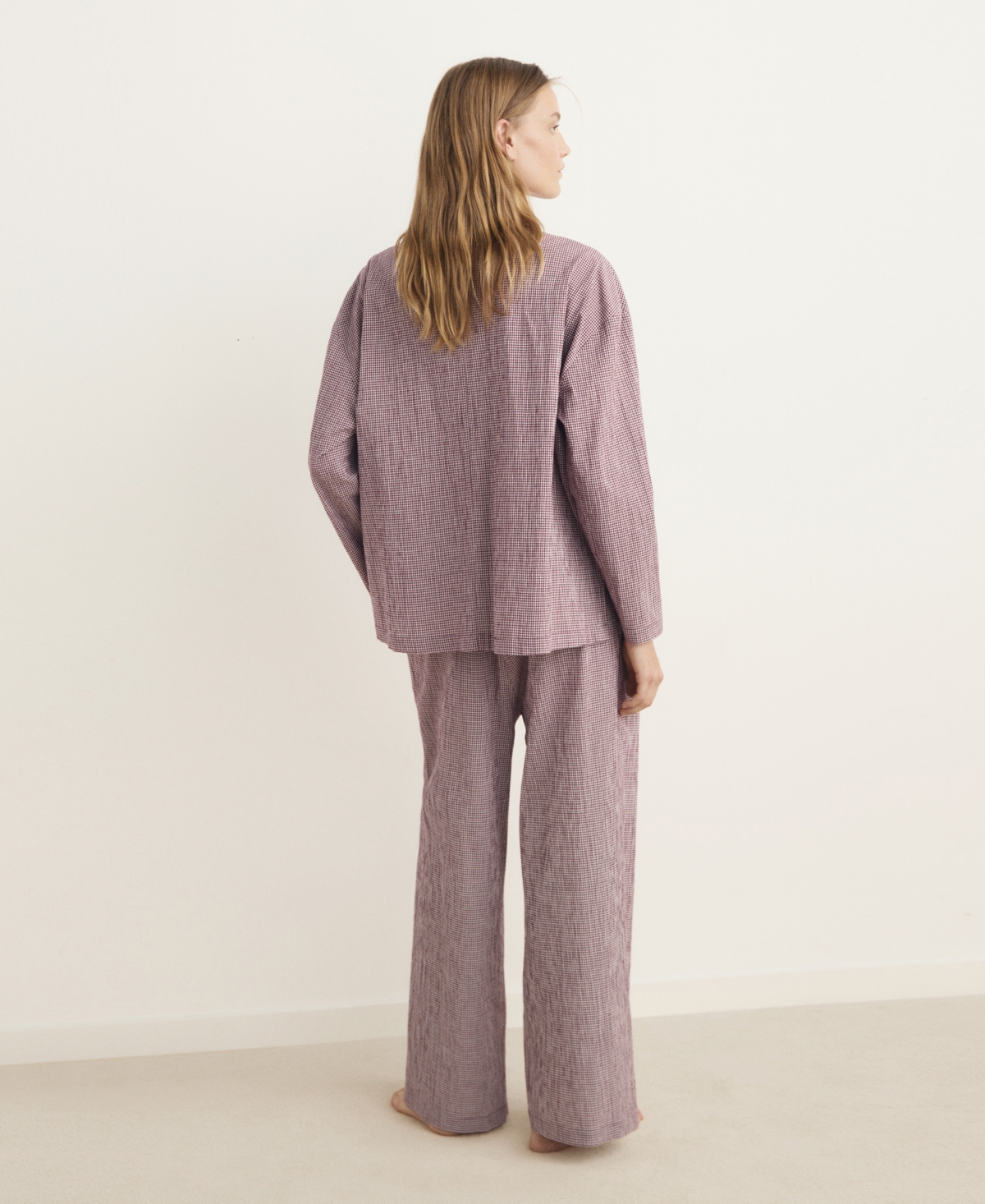 Mango Gingham Stretch Cotton Pajamas In Red