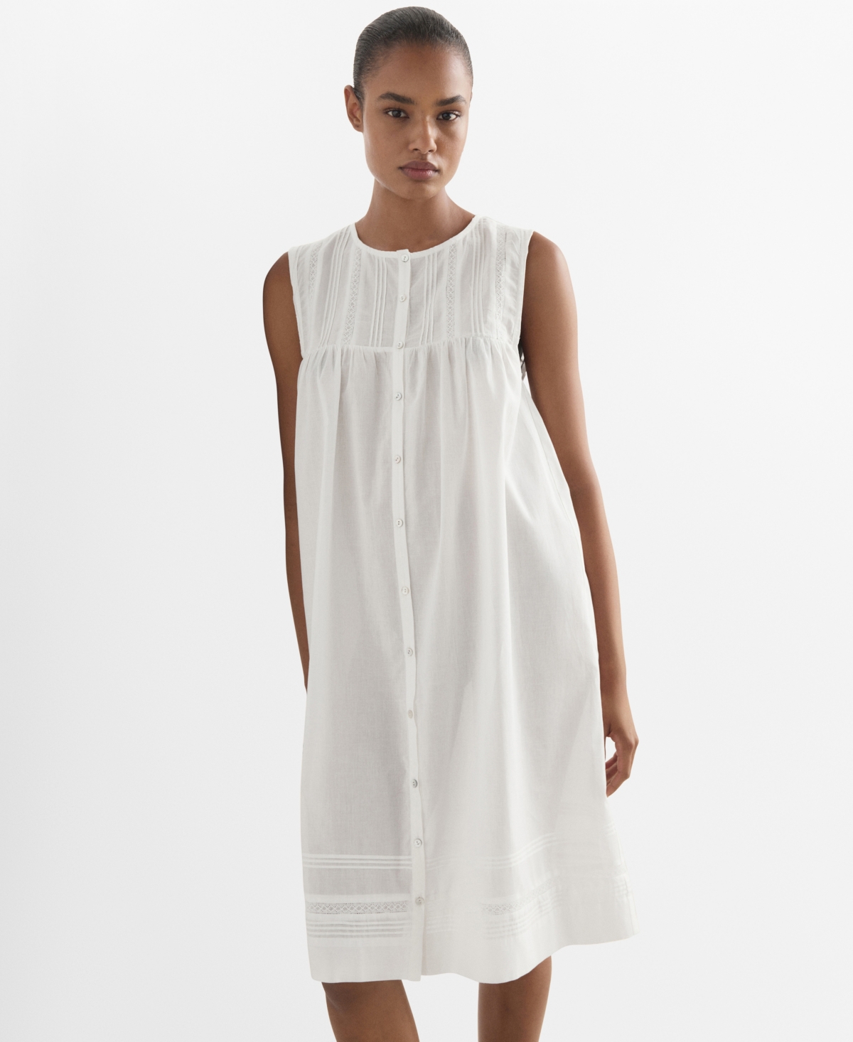 Mango Women's Lace Detail Cotton Nightgown