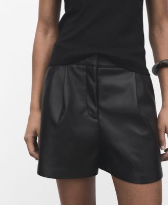 MANGO - Women's Skin-Effect Pleated Shorts