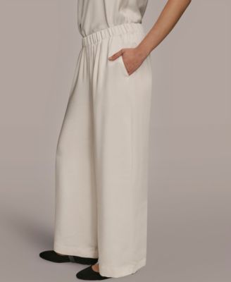 Women's Pull-On Satin Mid Rise Wide Leg Pants