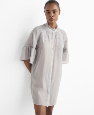 MANGO - Women's Short-Sleeved Cotton Nightdress