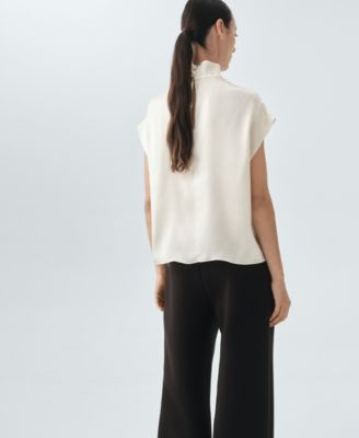 Women's Silk Satin Turtleneck Blouse