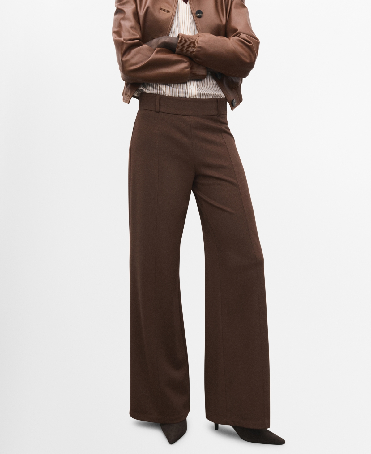 Mango Women's High-waisted Wide-leg Pants In Brown