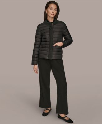 Women's Down Fill Packable Puffer Jacket with Sweater Trim Collar