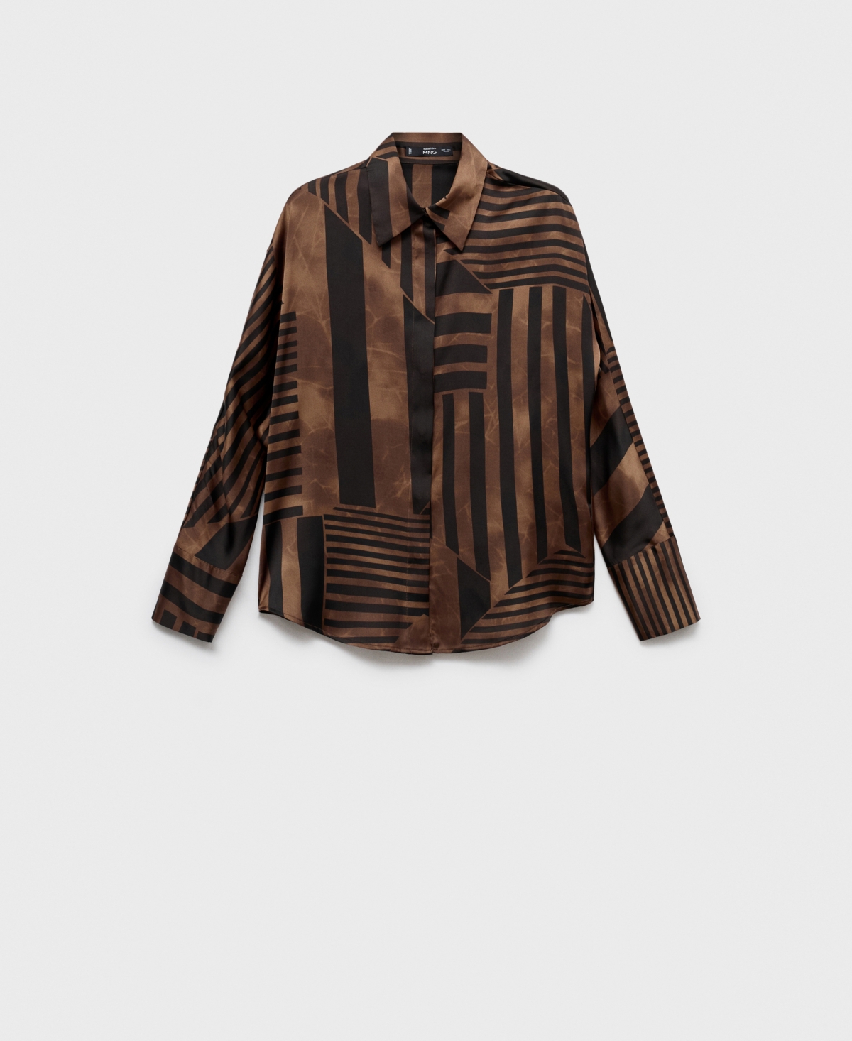 Mango Women's Striped Satin Blouse In Brown