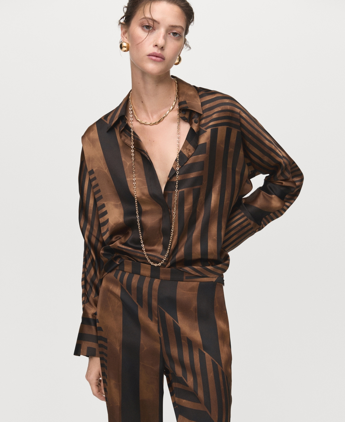 Mango Women's Satin Striped Pants