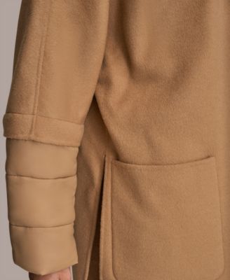 Women's Double Face Wool Cape Coat with Detachable Hood