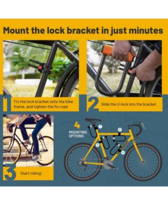 Bike U Lock Heavy Duty Anti Theft with Cable and Mounting Bracket