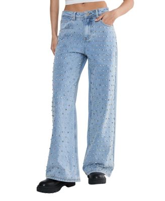 Women's Studded Straight Leg Denim Jeans