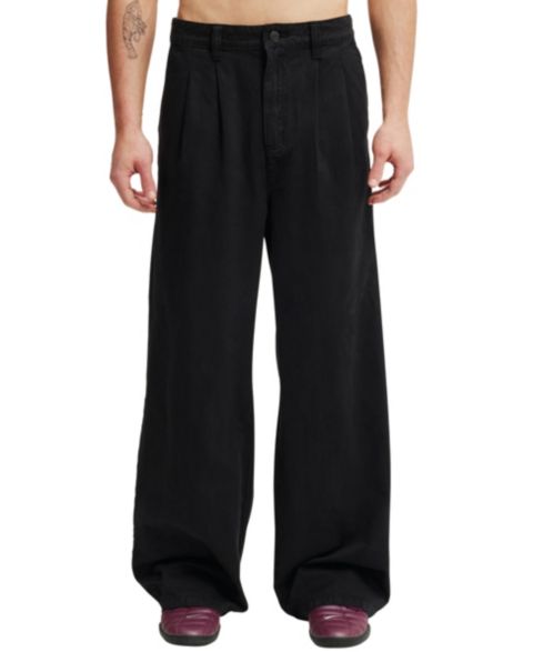 Мужские брюки Cotton On Super Baggy Pleated Pant, цвет: Чёрный