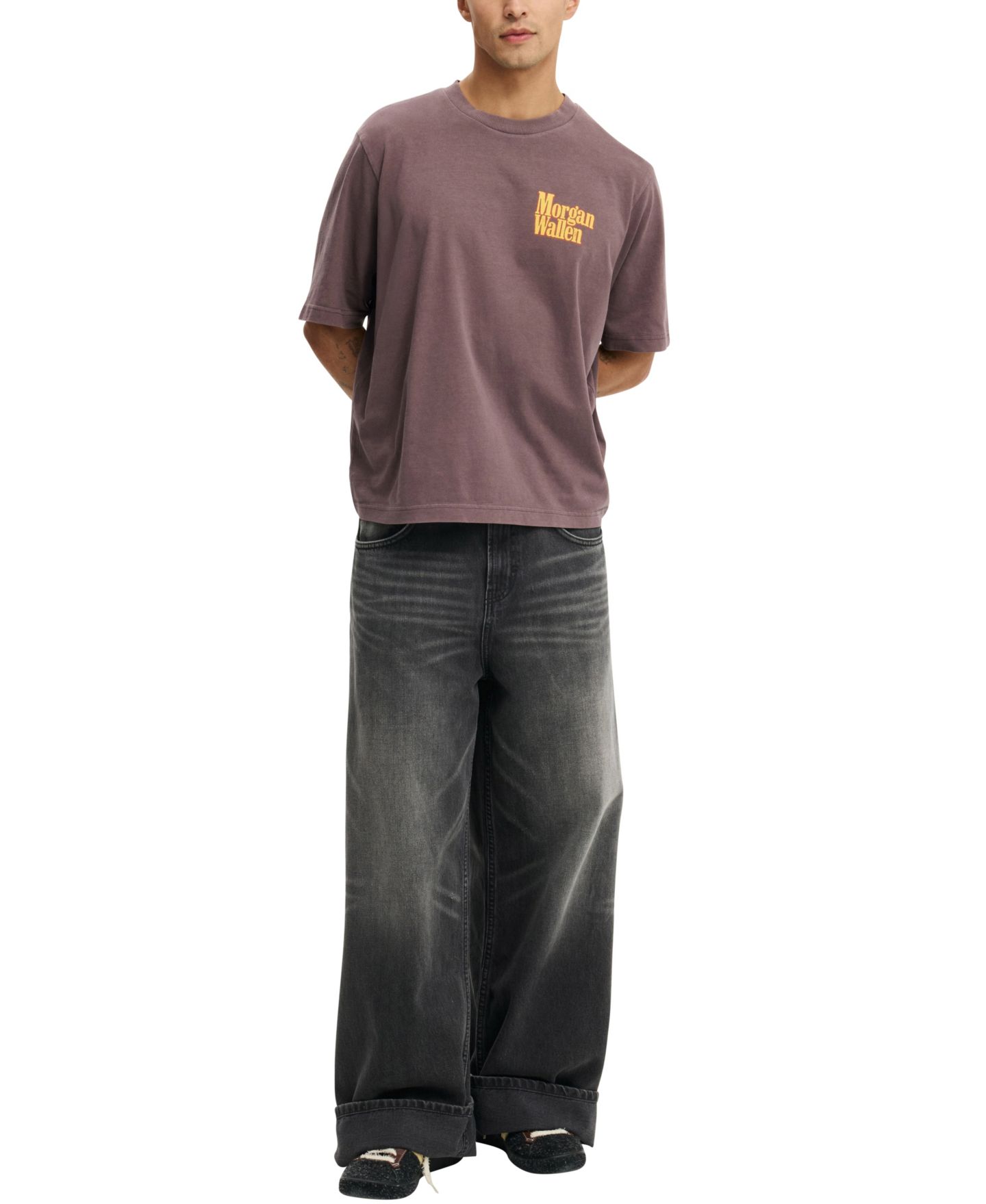 Мужская футболка Cotton On Timeless Music Cropped Regular-Fit, цвет: Тёмный дубовый — фото 2