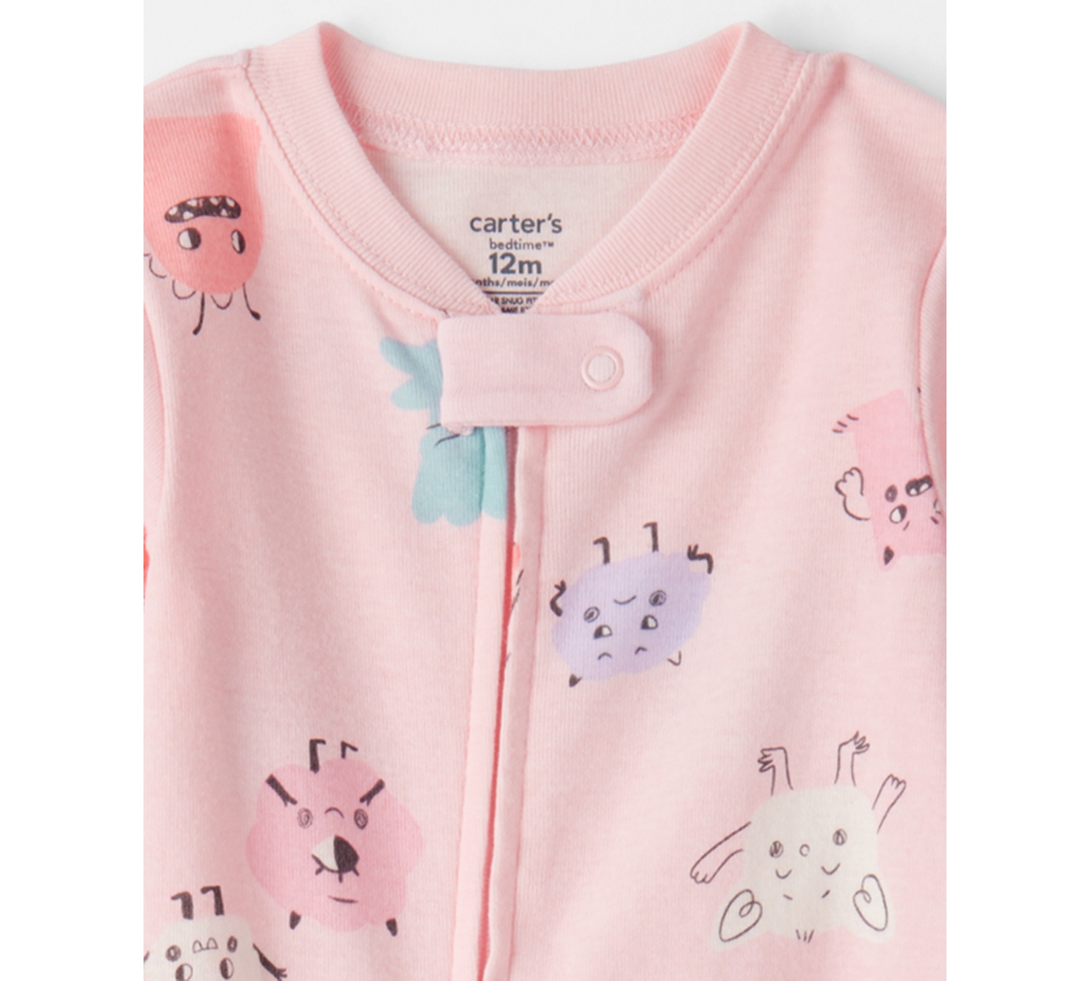 Carter's Baby Girls Monster Print Footed Long-Sleeve Bodysuit