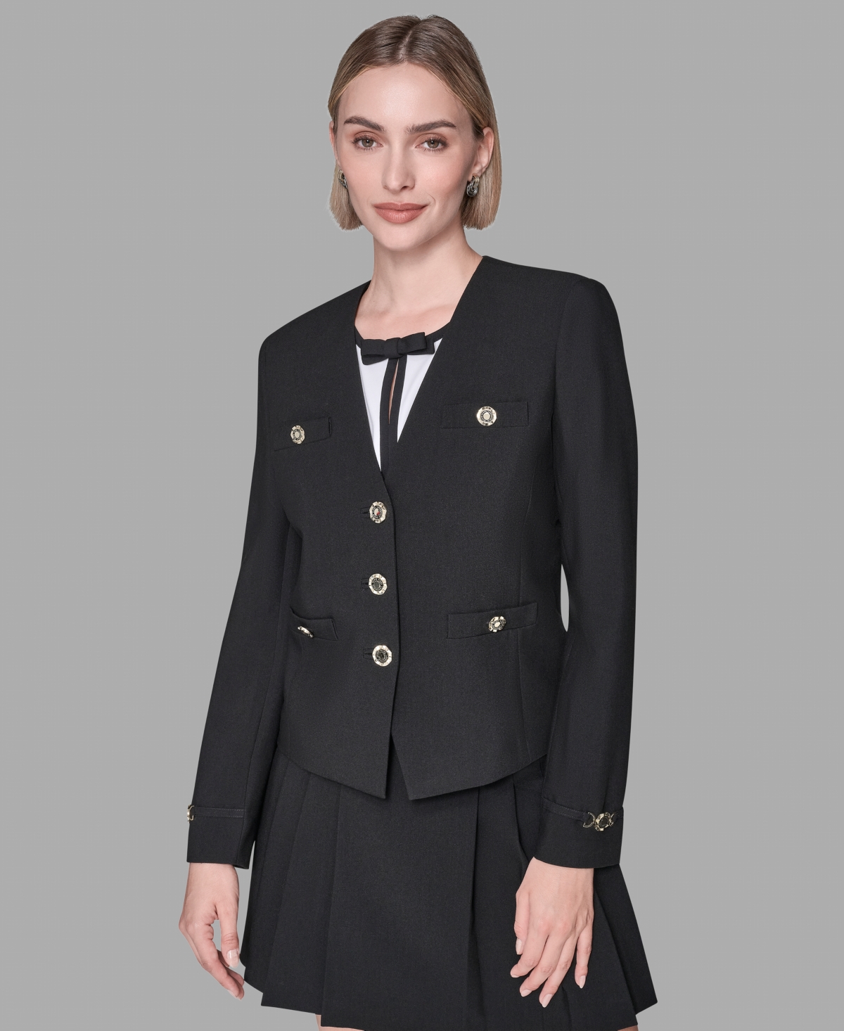Karl Lagerfeld Women's Embellished Long-sleeve Jacket In Black