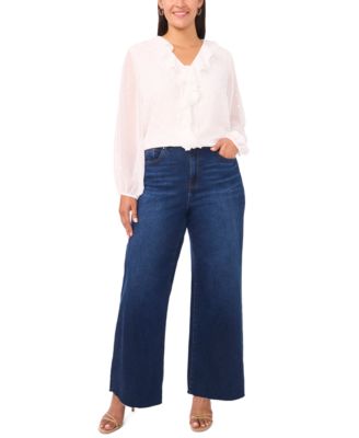 Plus Size Ruffle Front Long Sleeve Top